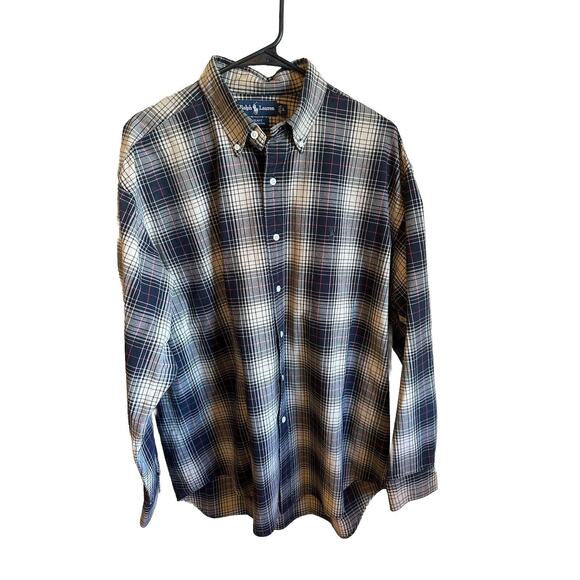 Ralph Lauren L "Blake" 100% Cotton Long Sleeve Button Down Polo Plaid Very Nice - Picture 6 of 9